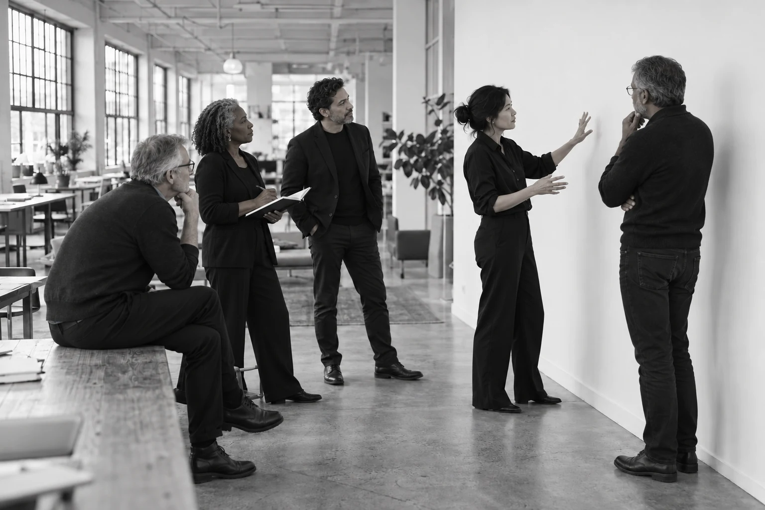 Agency professionals collaborating in a business growth workshop